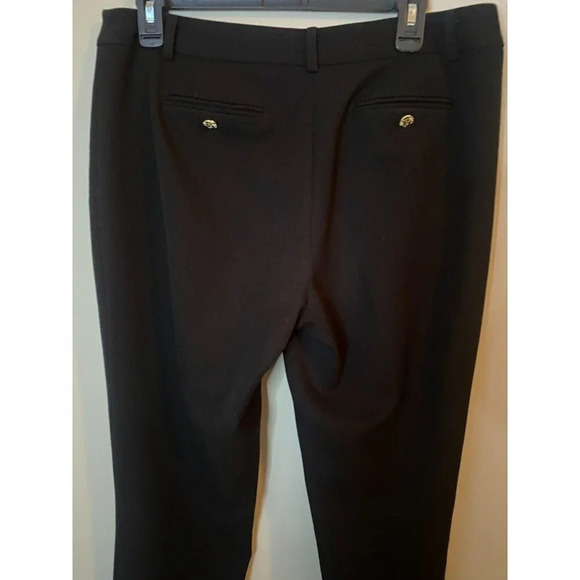Anne Klein Womens Straight Leg Black Dress Pants Sz 8 Gold Lion Buttons Trousers - Picture 13 of 16